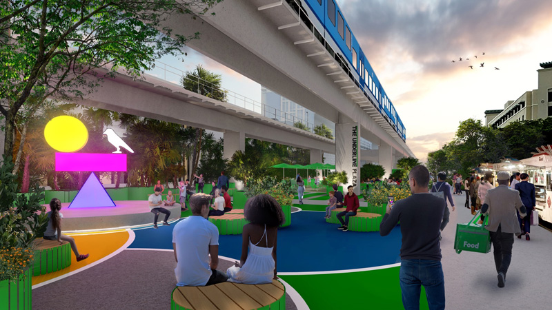 Phase 3 rendering of The Underline - vibrant community plaza