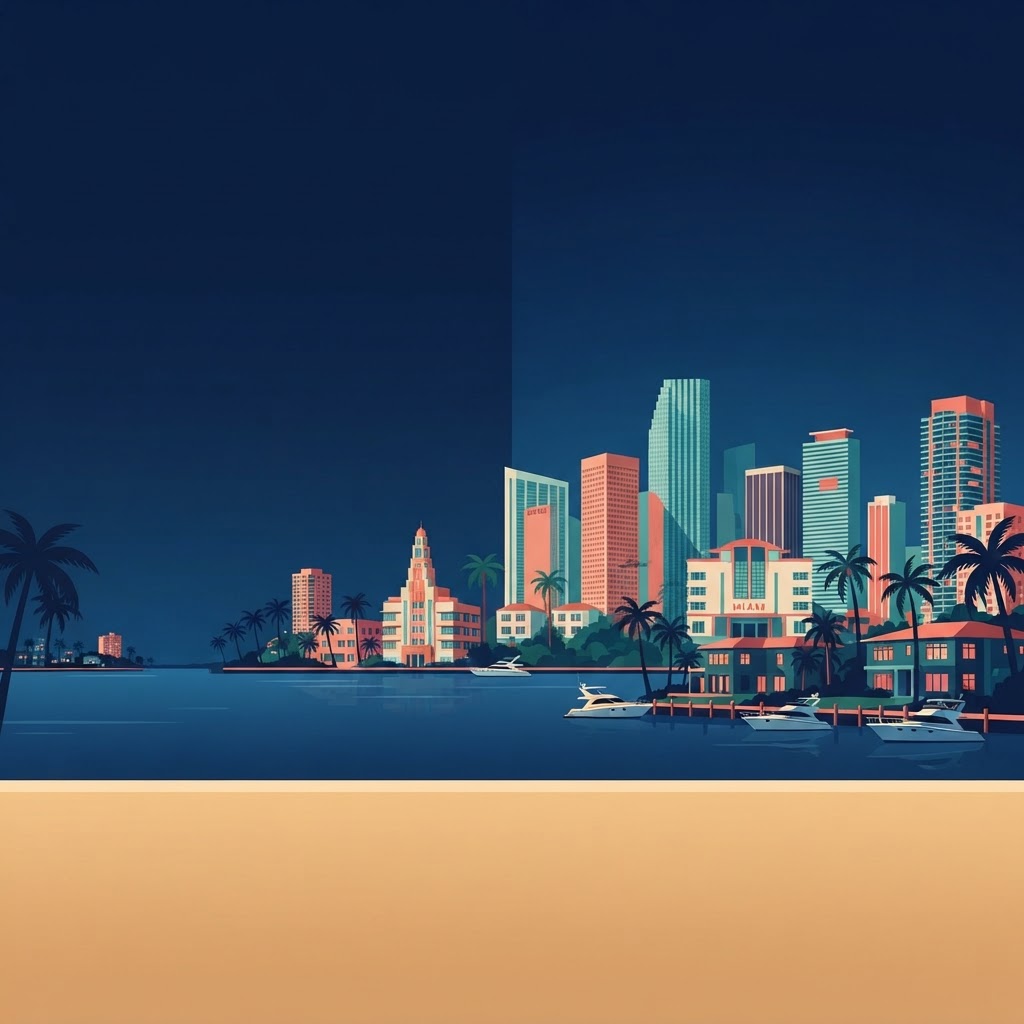 Illustrated South Florida skyline