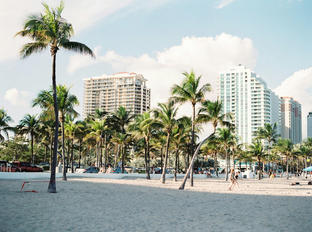 Fort Lauderdale beach with palm trees