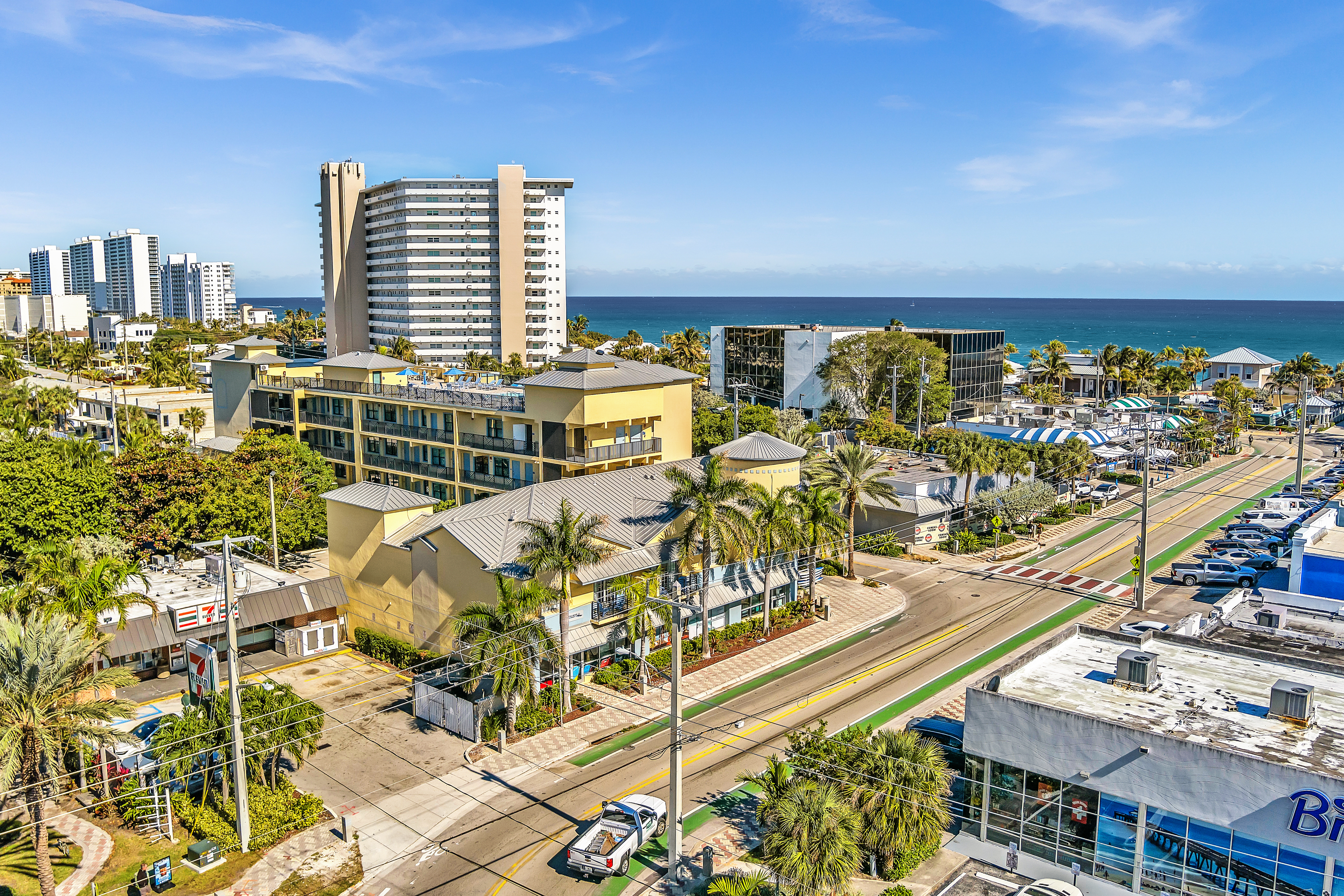 Deerfield Beach oceanside condos and palm-lined streets