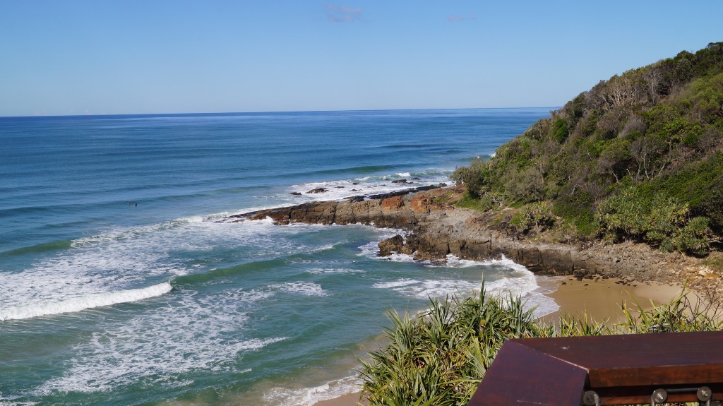 Sunshine Coast rocky cove and surf