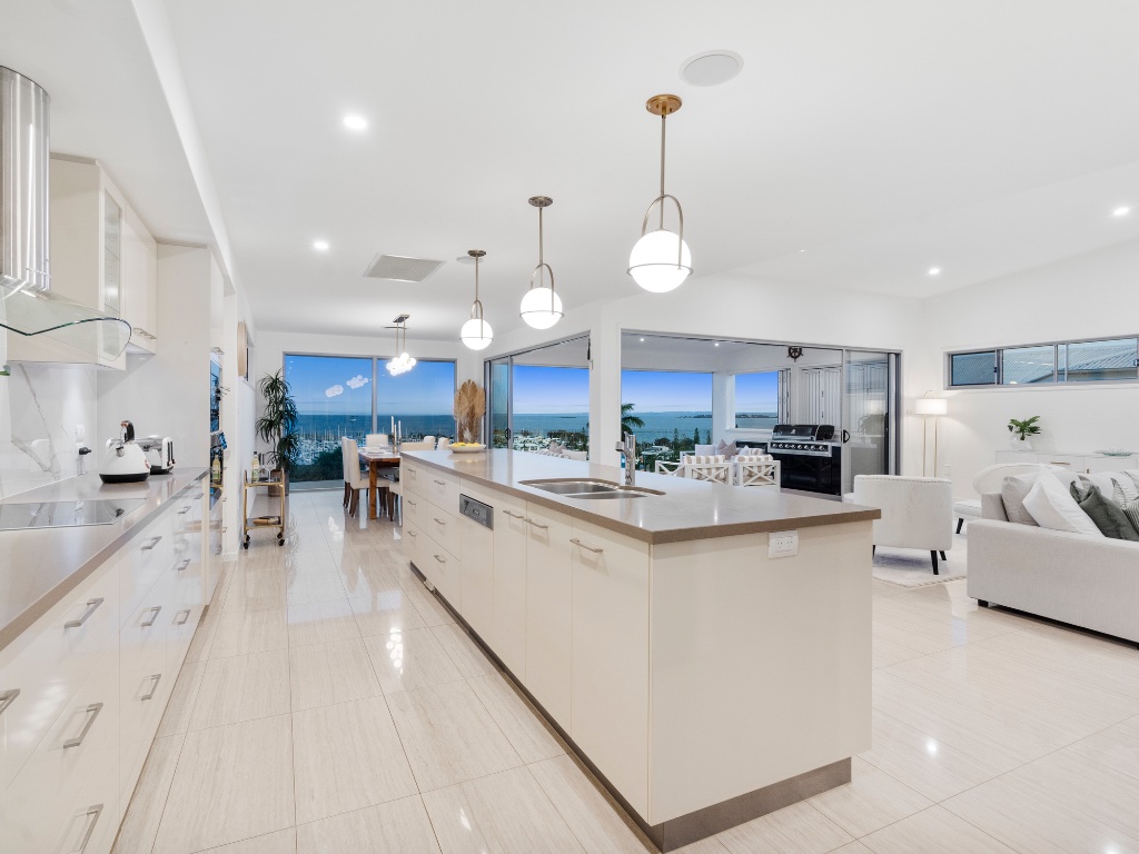 Oceana Terrace — kitchen and living with marina views