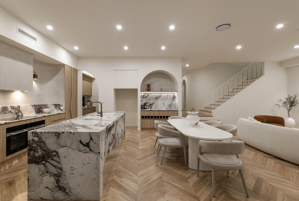 Holland Park — main bathroom with stone vanity