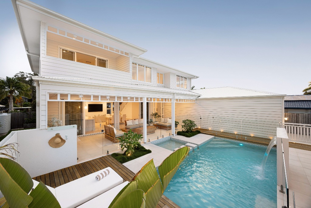 Coolibah Street — pool and entertainer's deck at twilight