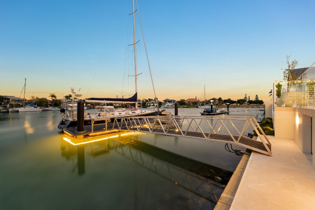 Seahaven Court — private pontoon and marina at dusk
