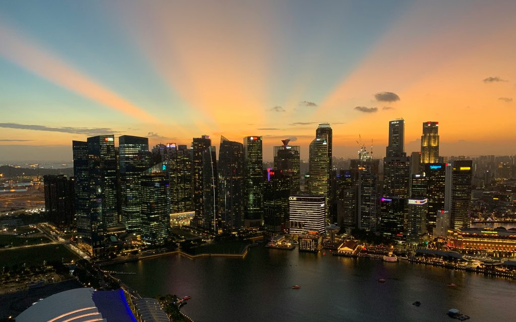 Singapore CBD skyline at sunset