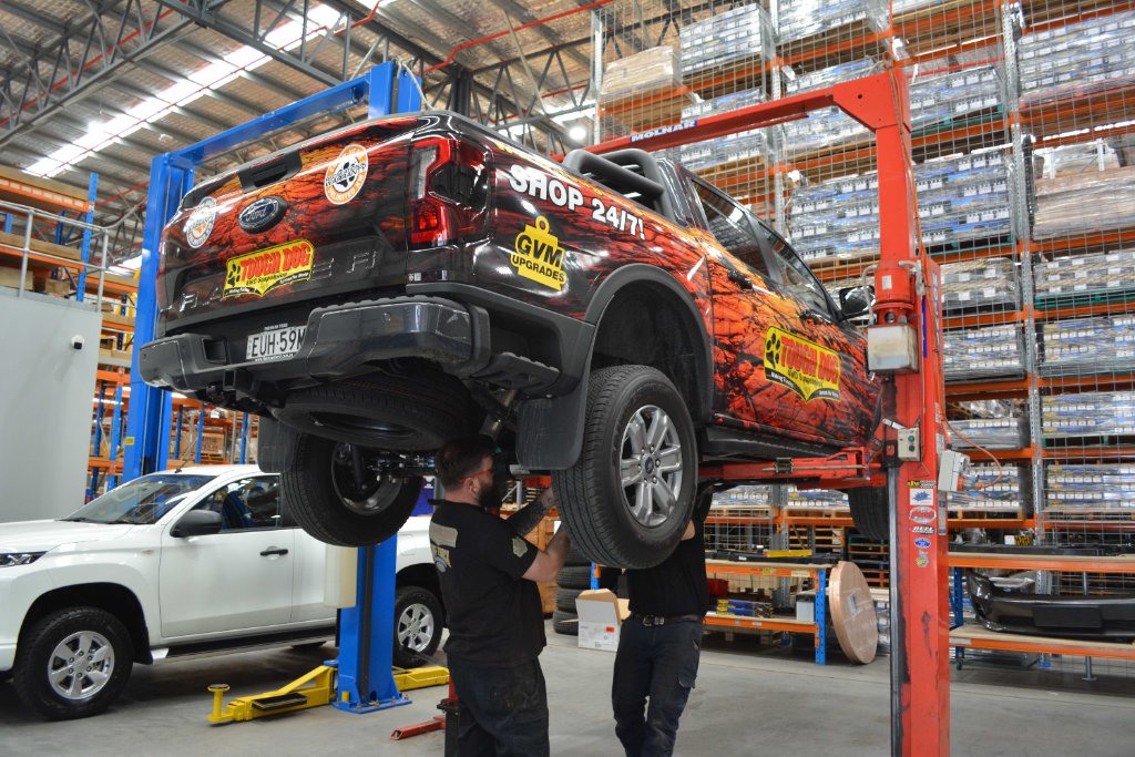 Tough Dog fitment bay — suspension installation