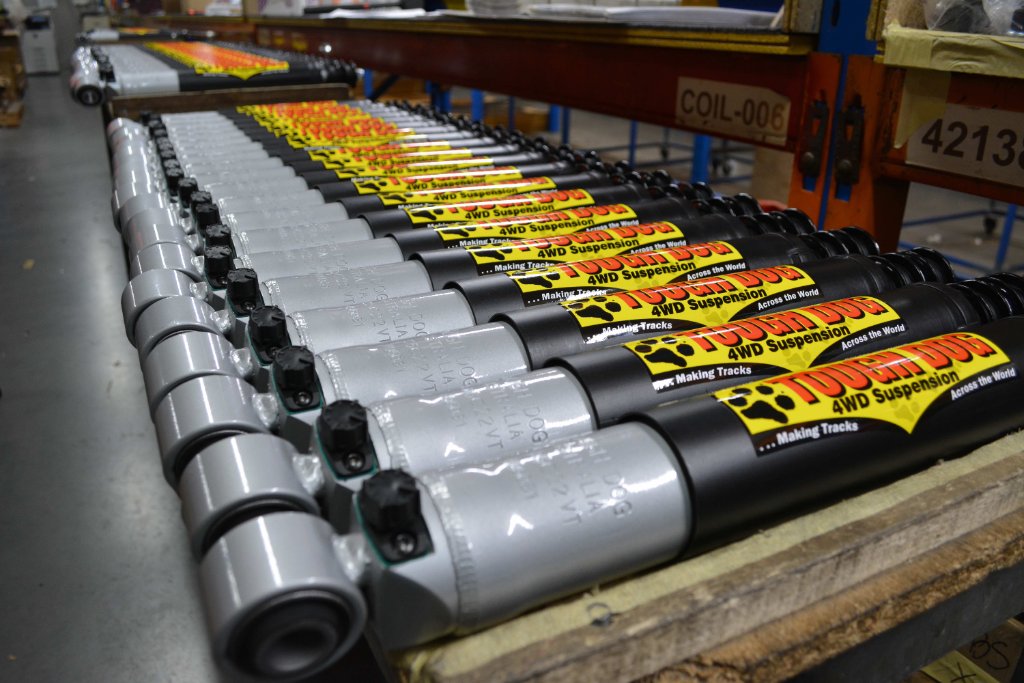 Tough Dog shock absorbers on assembly line