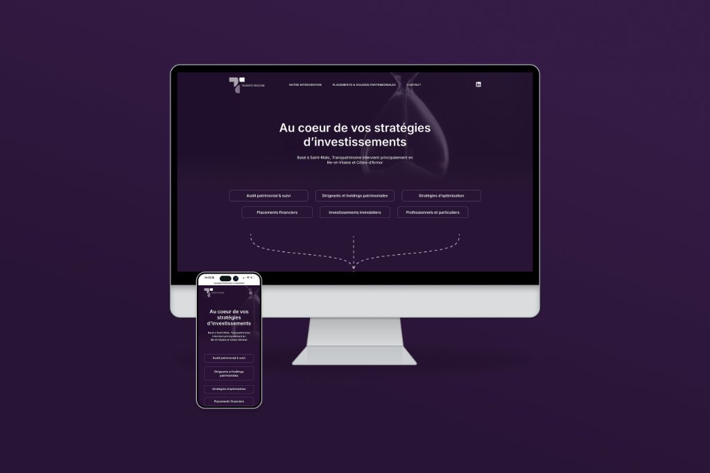 Site internet Transpatrimoine — réalisation e-ssentiel agence web Saint-Malo