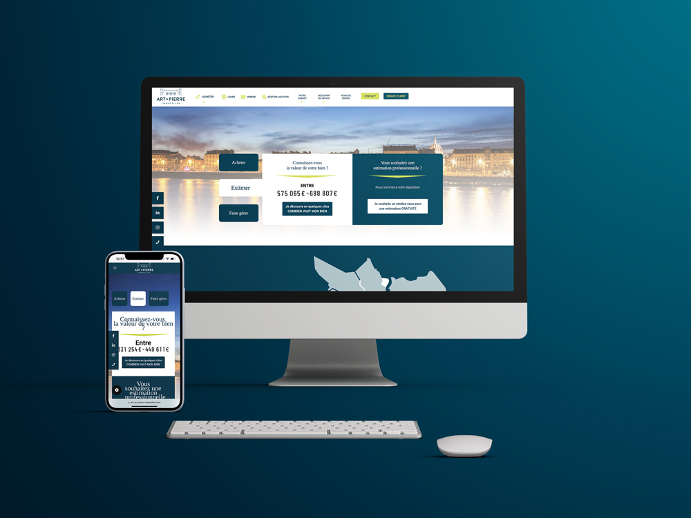 Site internet Art et Pierre Immobilier — réalisation e-ssentiel agence web Saint-Malo