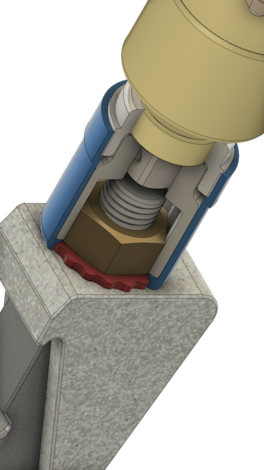Vue de coupe 3D du module d'entraînement HYTORC engagé sur un écrou M24 avec rondelle de réaction Z