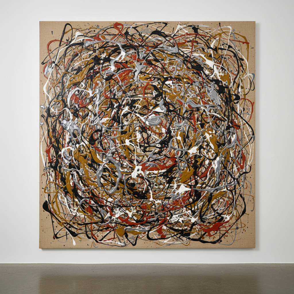 Action Field — Enamel & oil · abstract expressionism