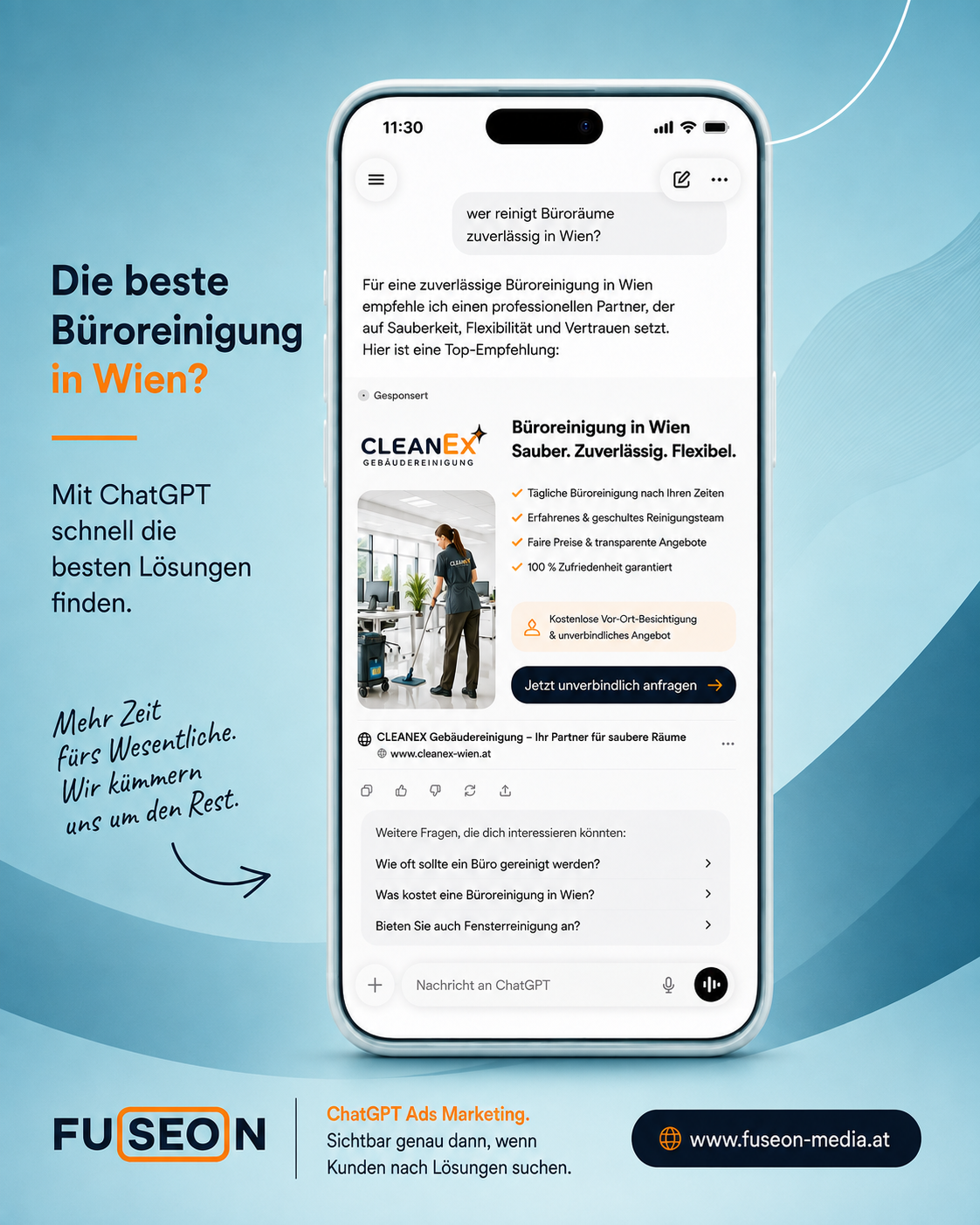 ChatGPT Ads Beispiel: Büroreinigung in Wien