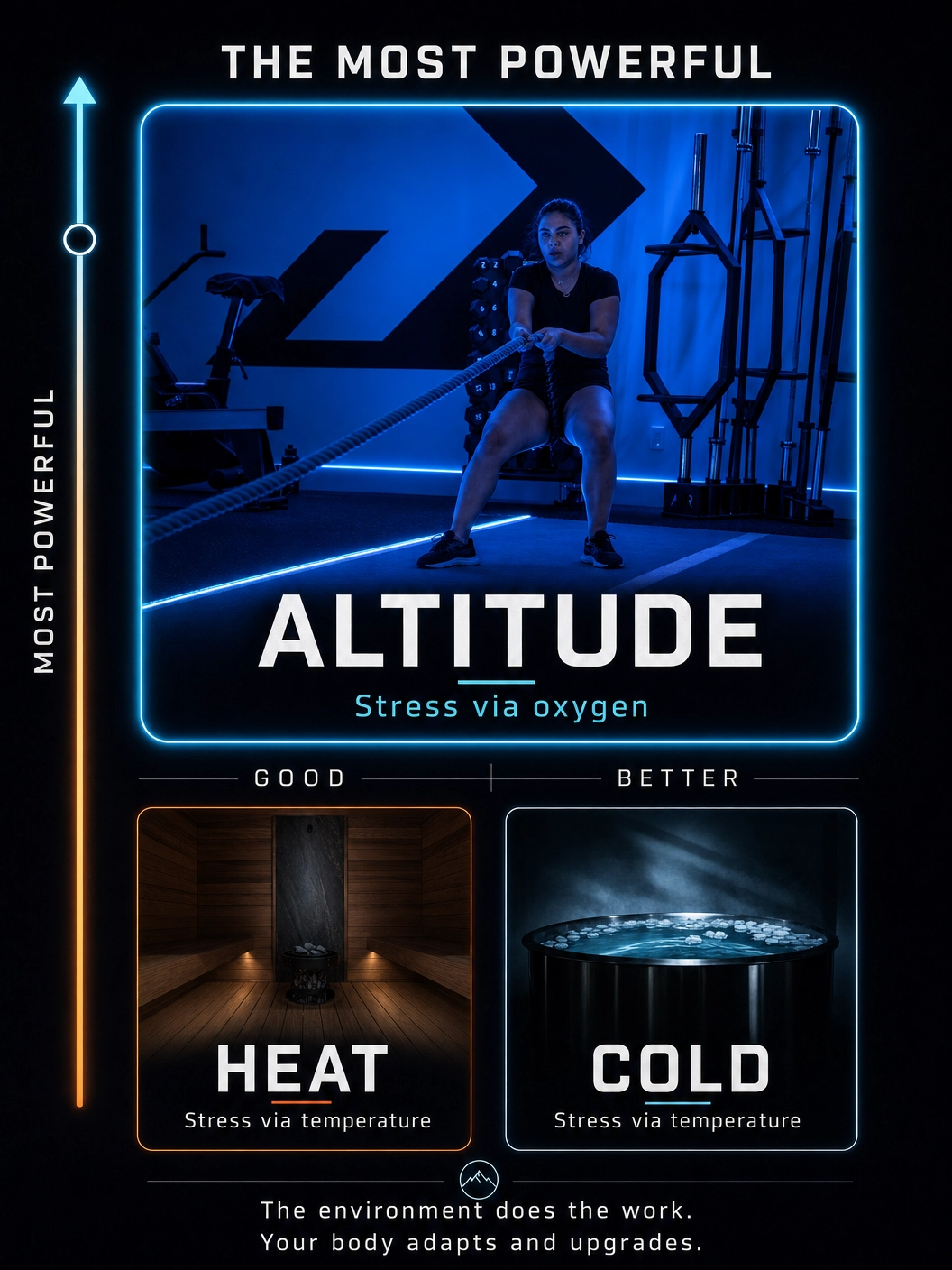 The three modalities: Altitude, Heat, Cold