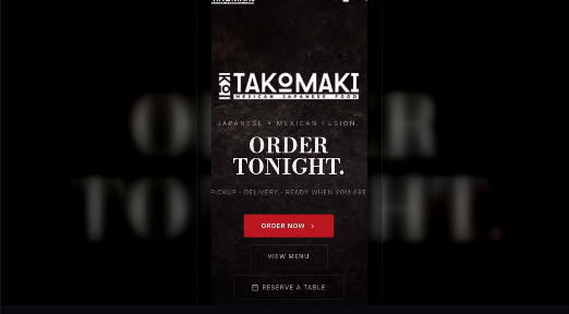 Takomaki restaurant website — mobile build preview
