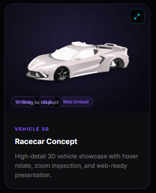 3D vehicle showcase — interactive product viewer concept