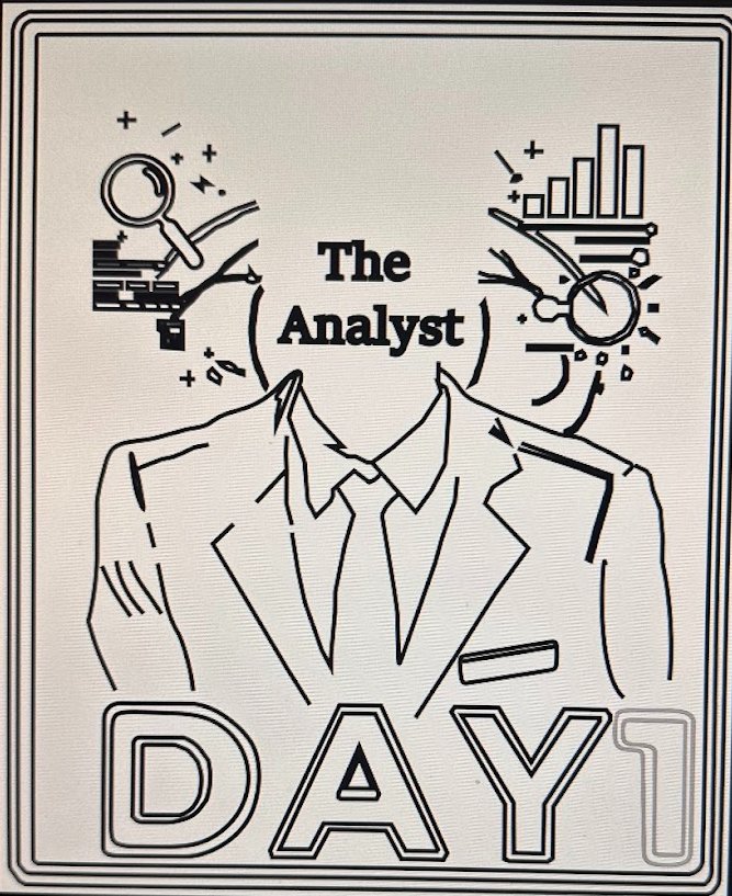 The Analyst — Day 1 black-and-white identity concept