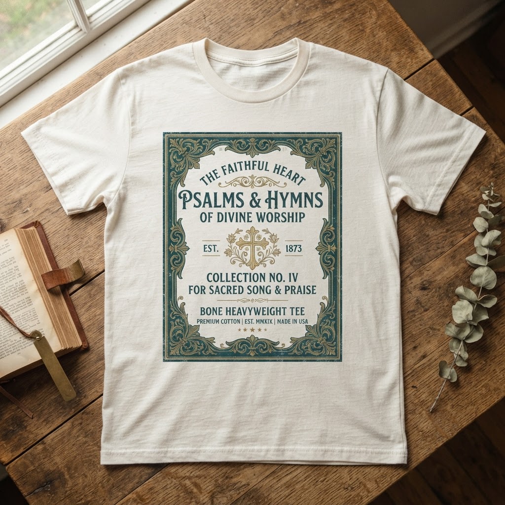 The hymnal cover, wearable. — Merch Collection (4:5)