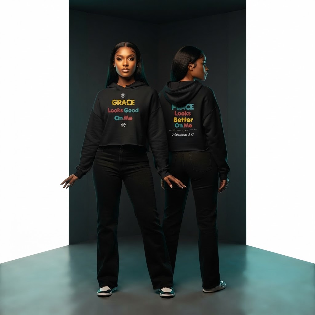 Roxsan — luxury two-model merch campaign portrait (9:16)