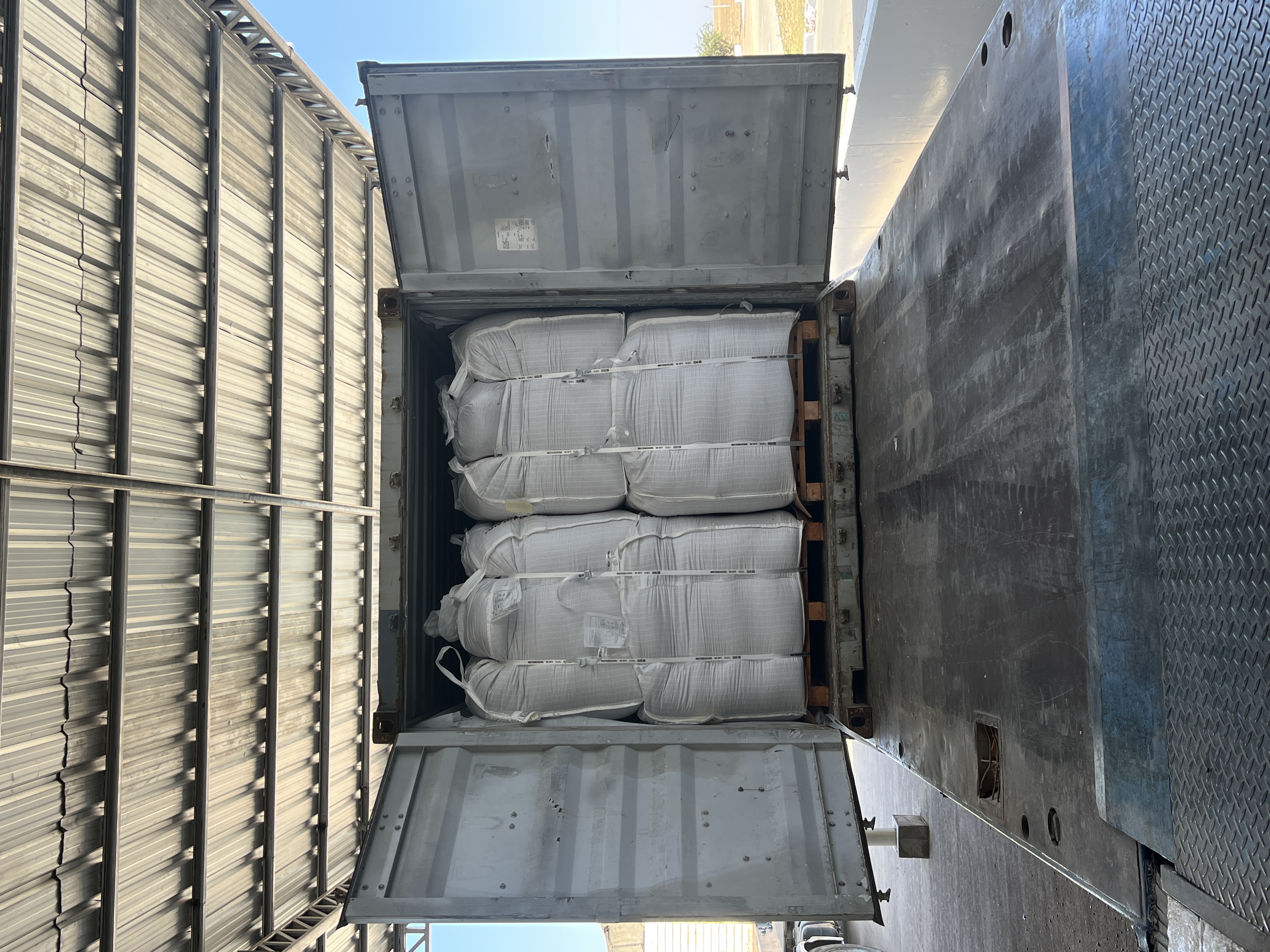 Big bags loaded inside an export container
