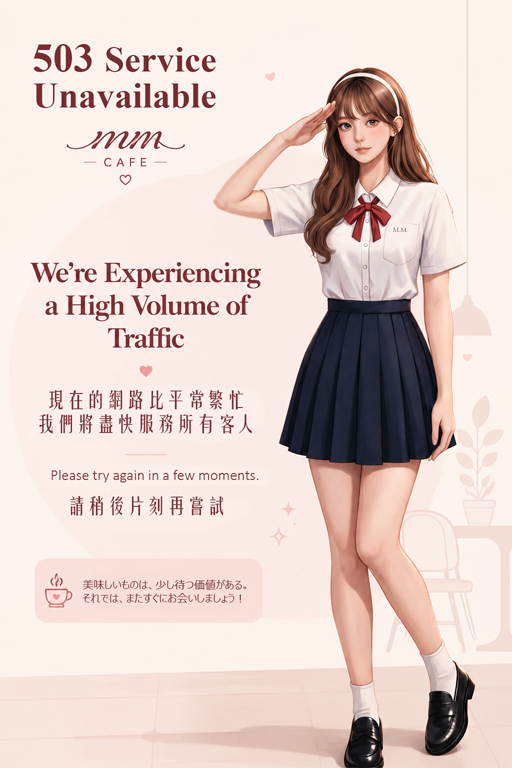 MM Cafe mascot — 503 Service Unavailable
