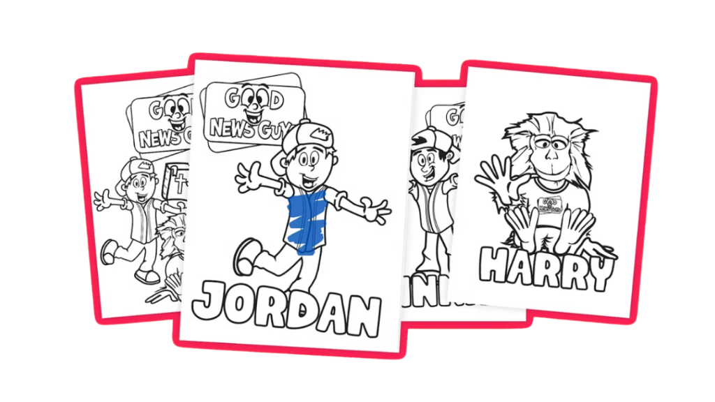 Free Good News Guys coloring pages — Jordan and Harry
