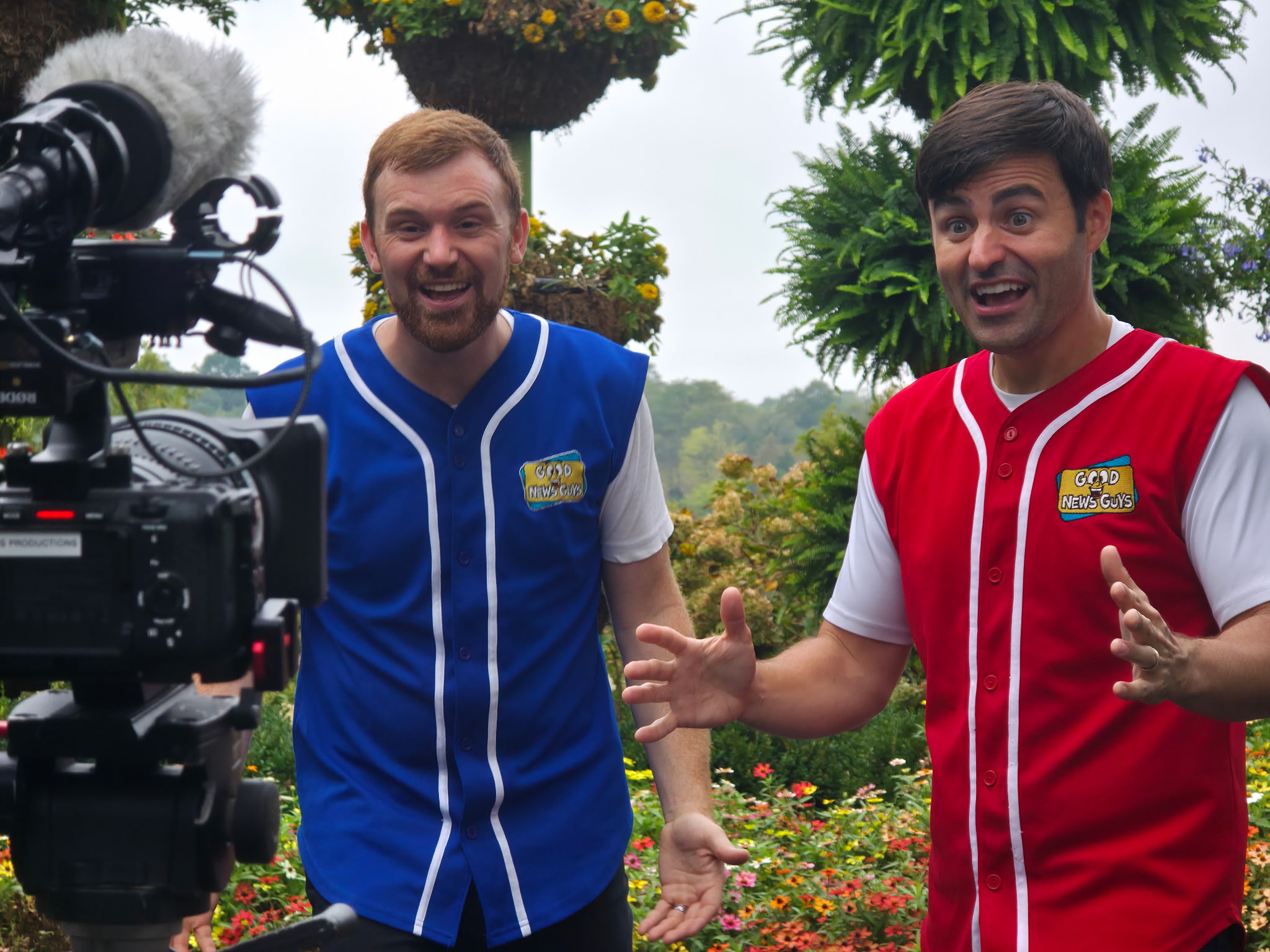 Jordan and Vinnie filming behind the scenes at the Ark Encounter