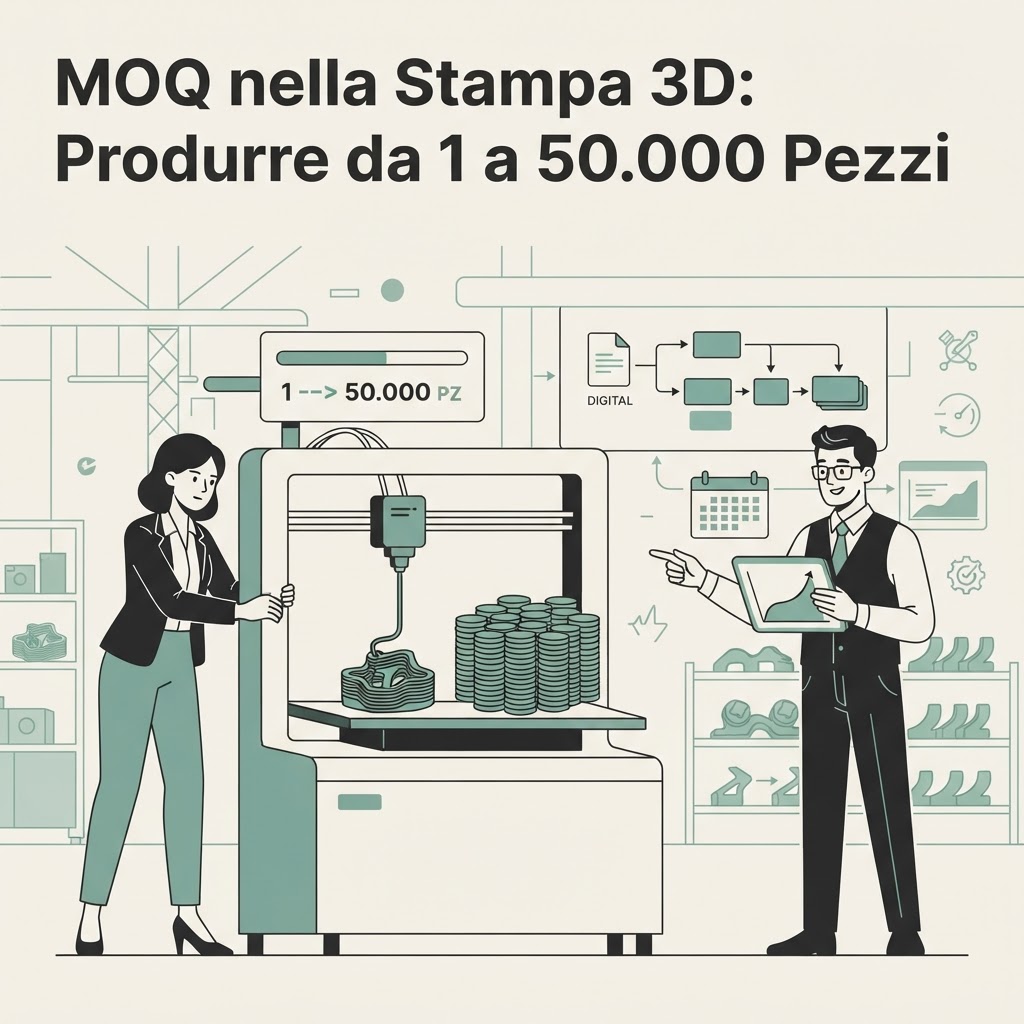MOQ nella Stampa 3D: Produrre da 1 a 50.000 Pezzi