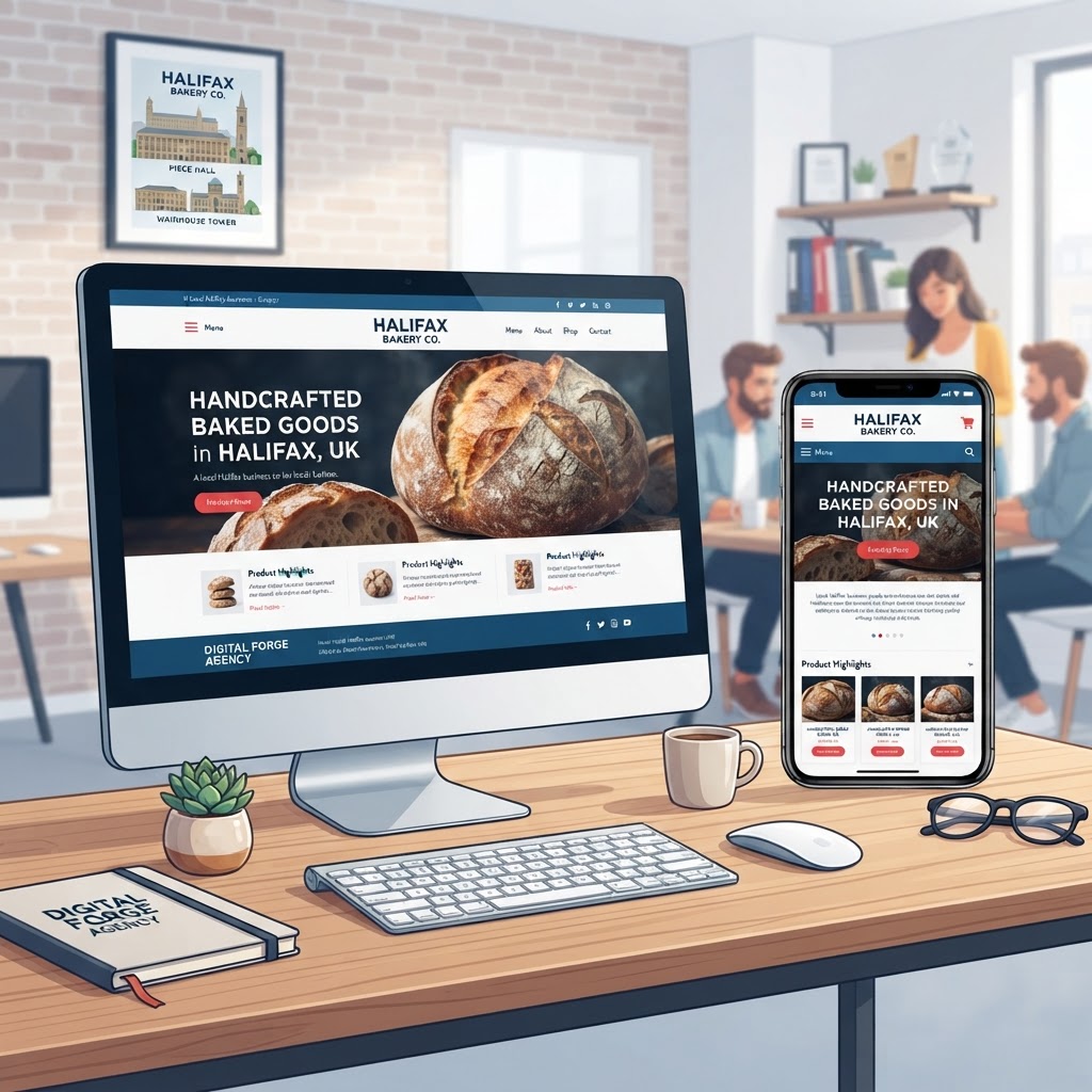 Bespoke website design for a Halifax business shown on desktop and mobile screens