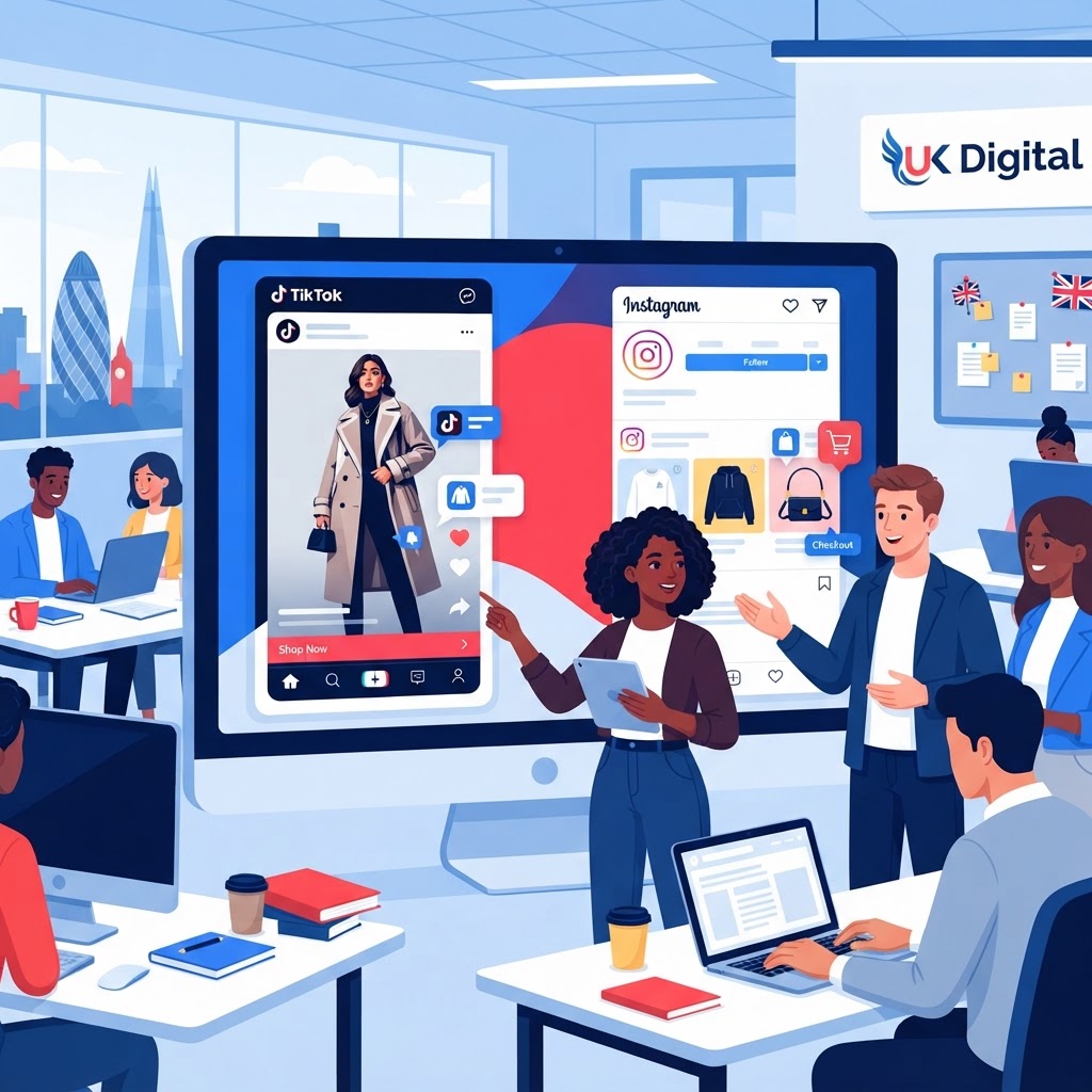 Social commerce shoppable content on TikTok and Instagram for UK retailers