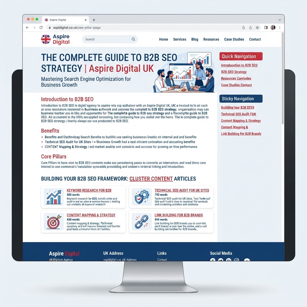 Screenshot of a well-structured pillar page with clear internal links to cluster content articles