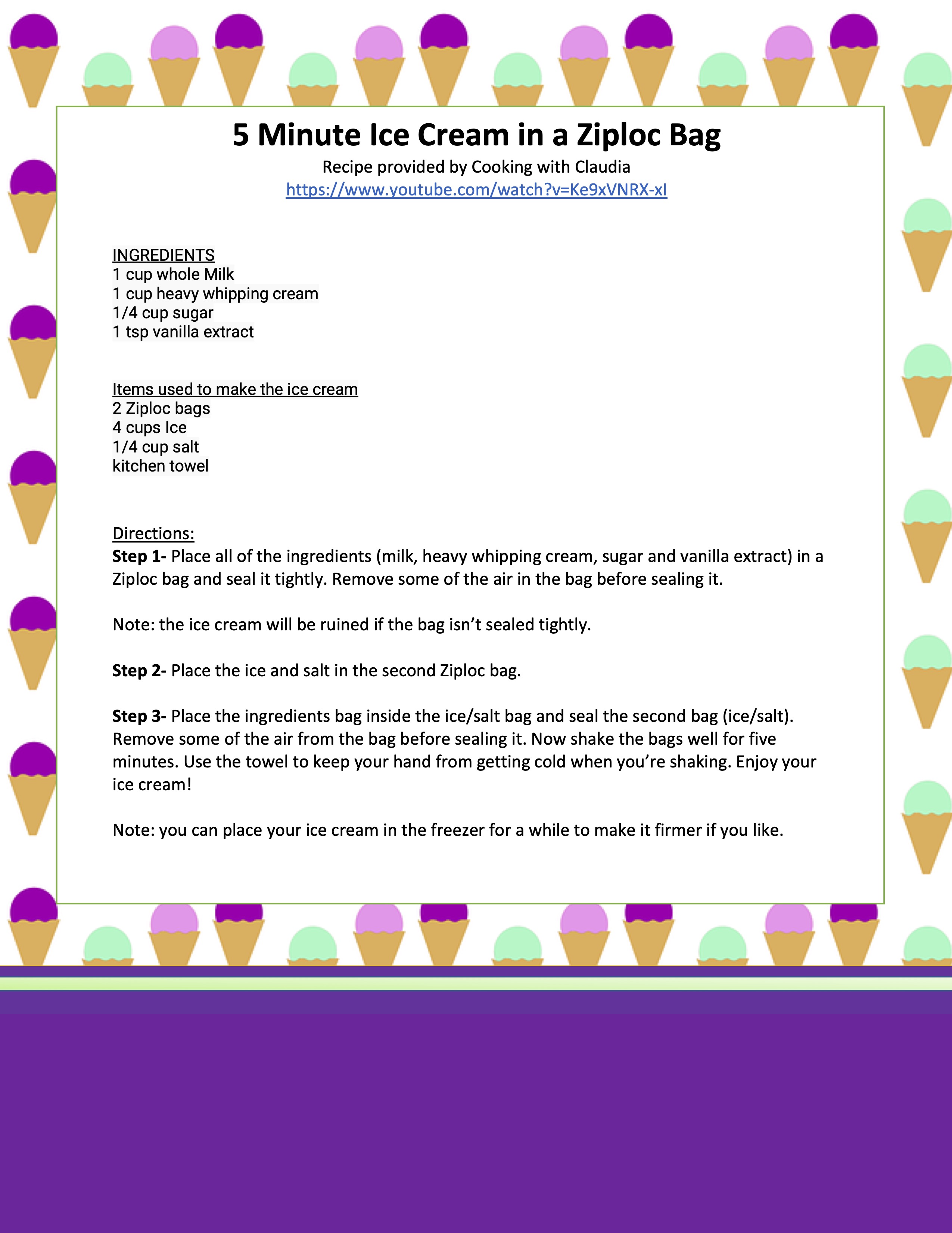 5 Minute Ice Cream in a Ziploc Bag