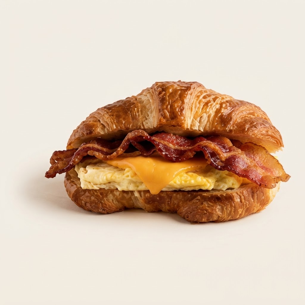 Bacon breakfast croissant sandwich