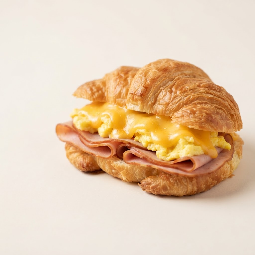 Ham breakfast croissant sandwich