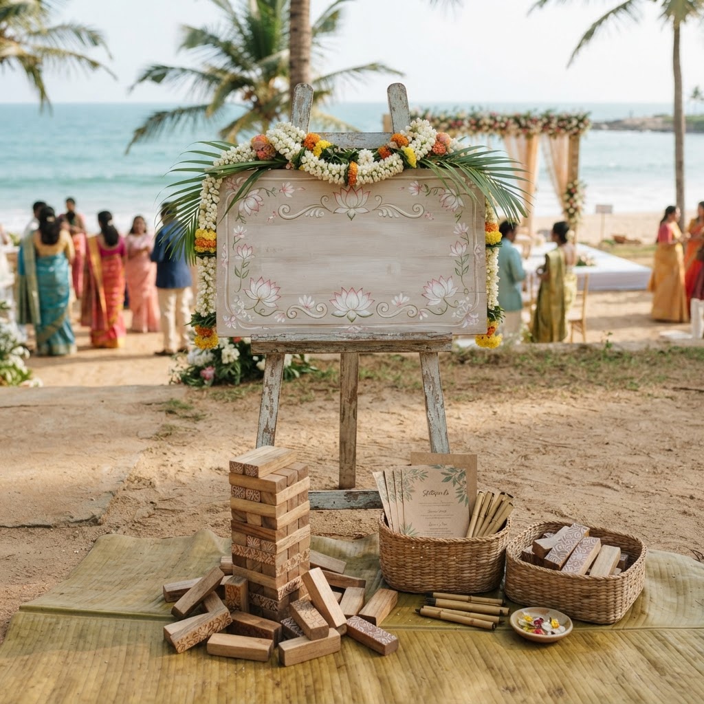 Beachside Wooden Wedding Games Signage
