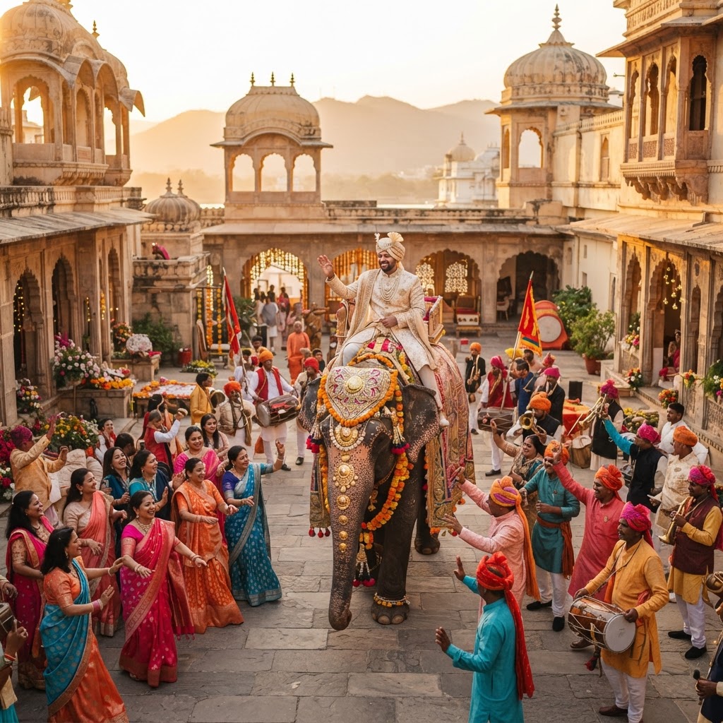 Grand Royal Groom Elephant Baraat Procession