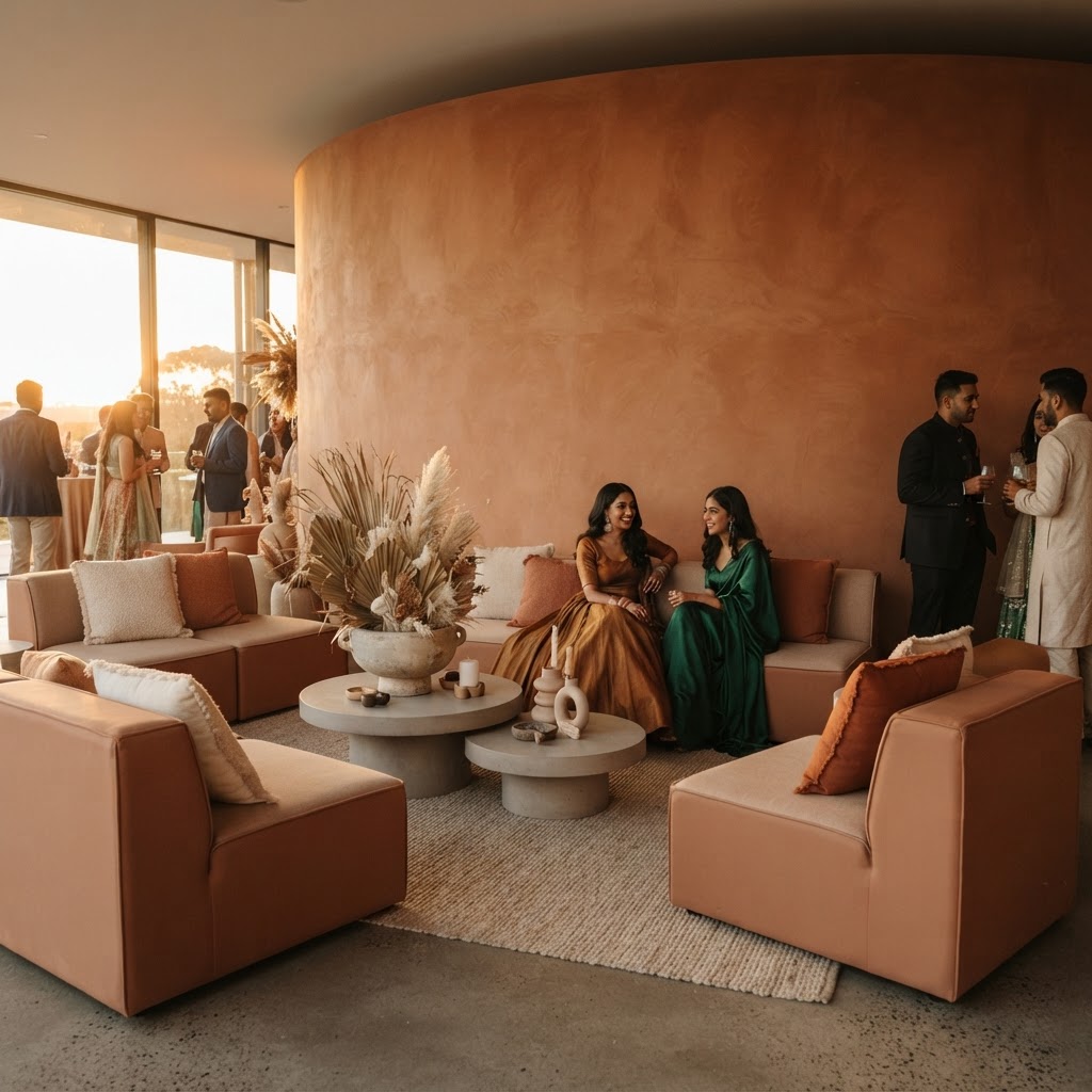 Terracotta Lounge Area With Dried Florals