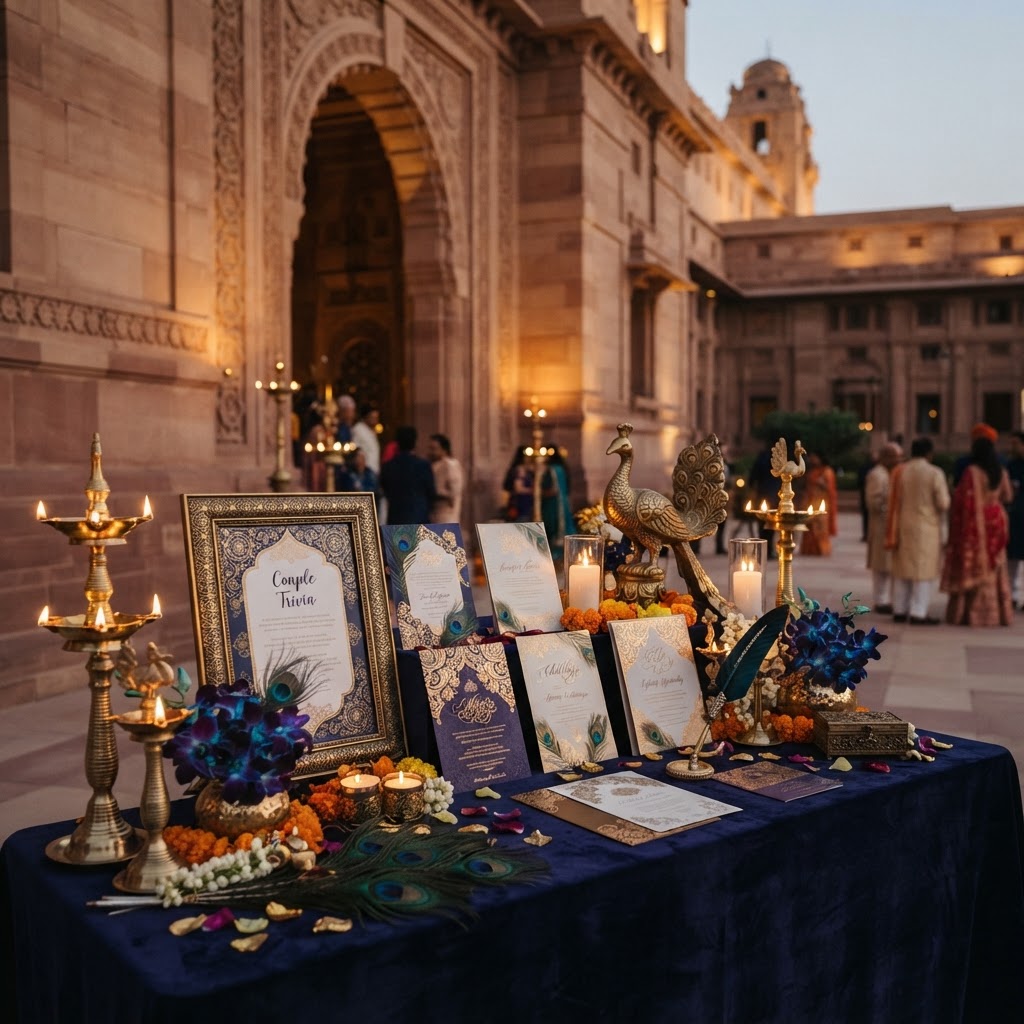Royal Peacock Themed Wedding Signage Display