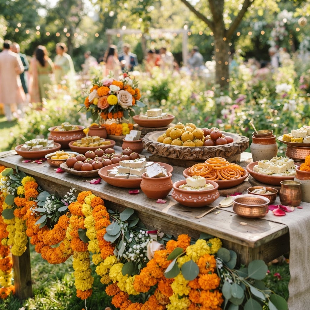 Rustic Outdoor South Asian Mithai Display