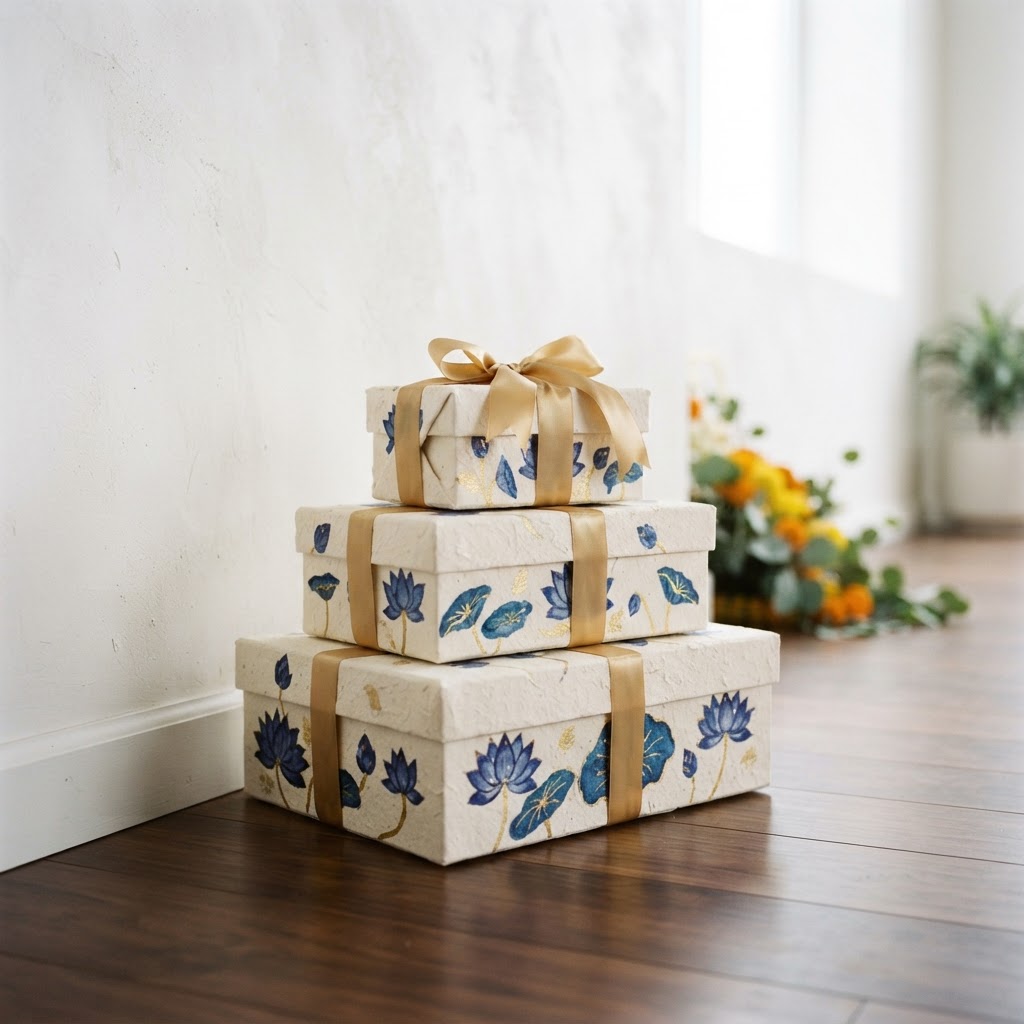 Hand Painted Lotus Roka Gift Boxes