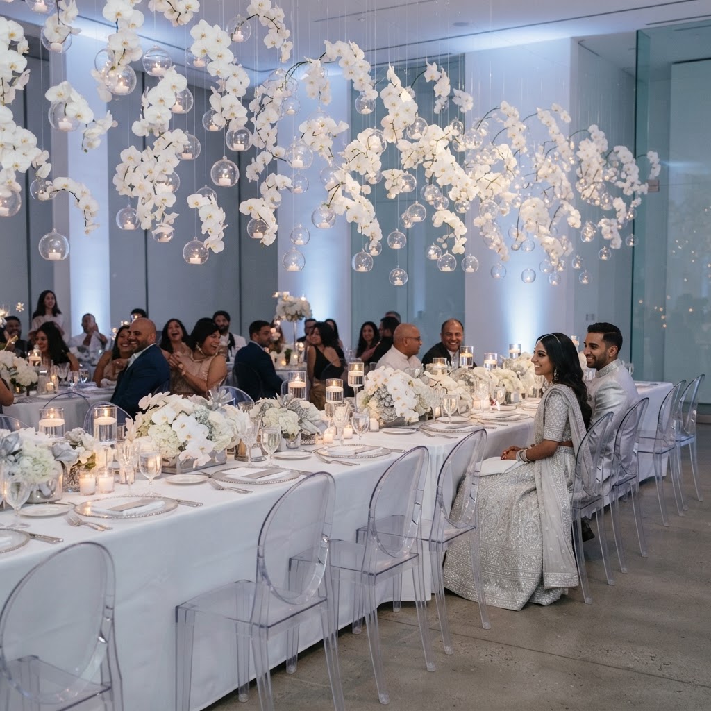 Elegant White Floral Ceiling Installation