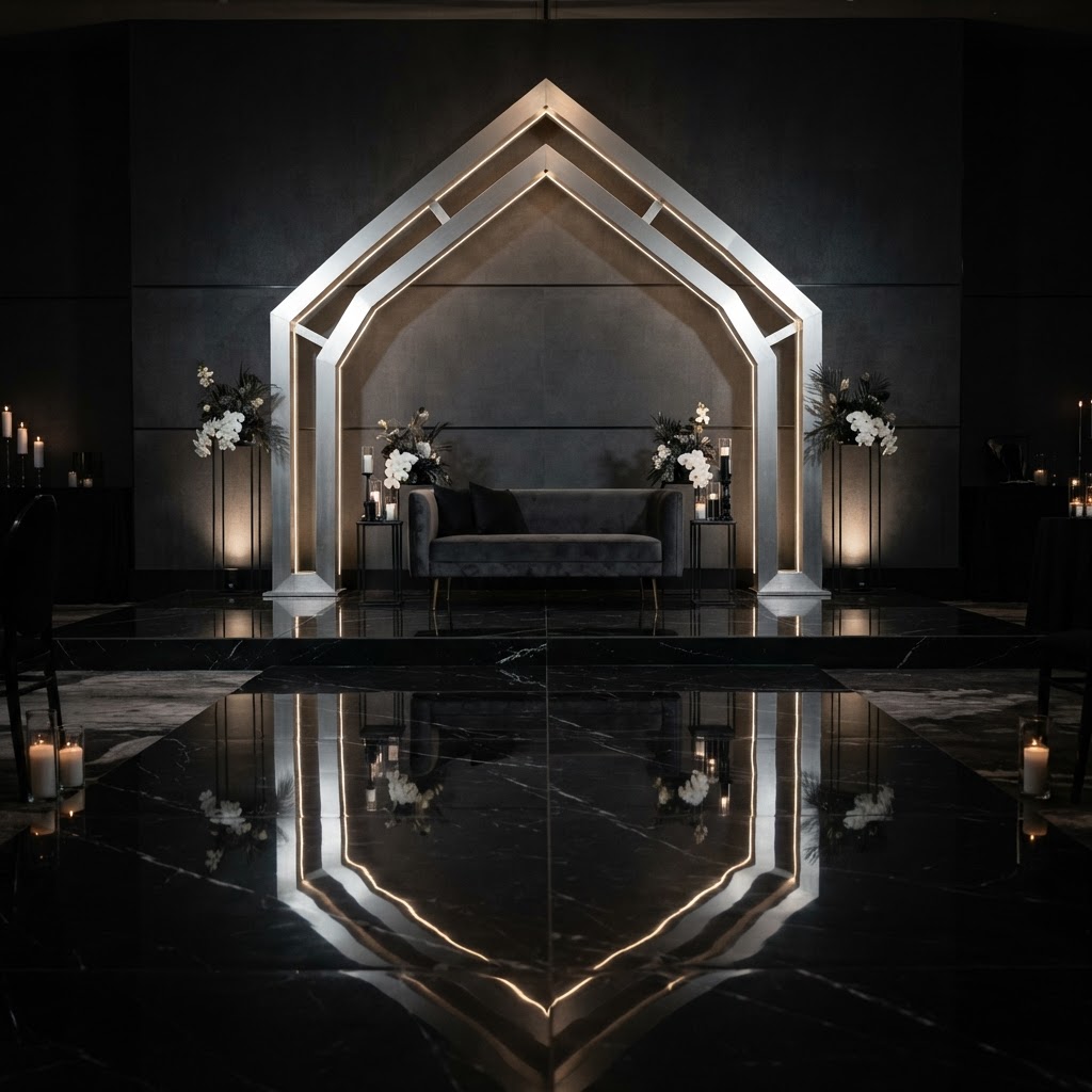 Minimal Modern Black Velvet Stage Decor