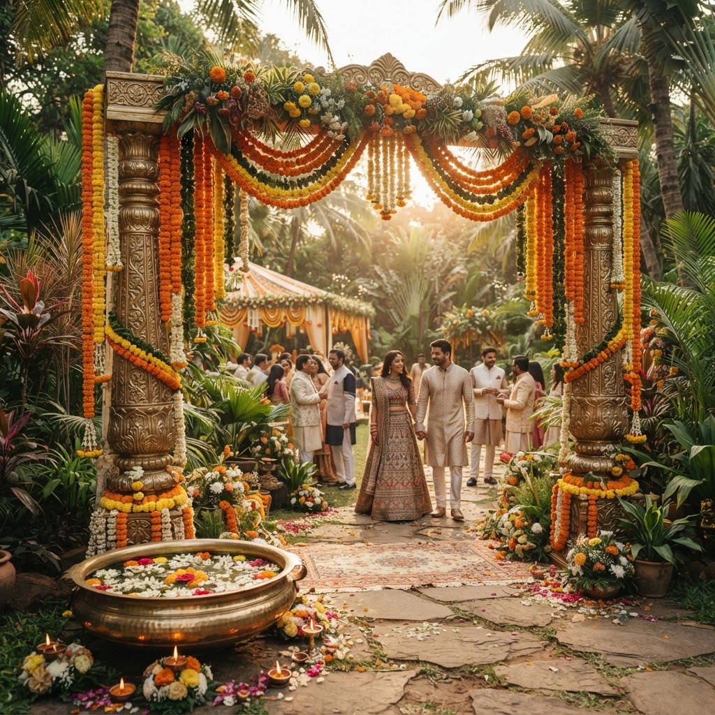 Marigold Floral Archway Entrance Decor