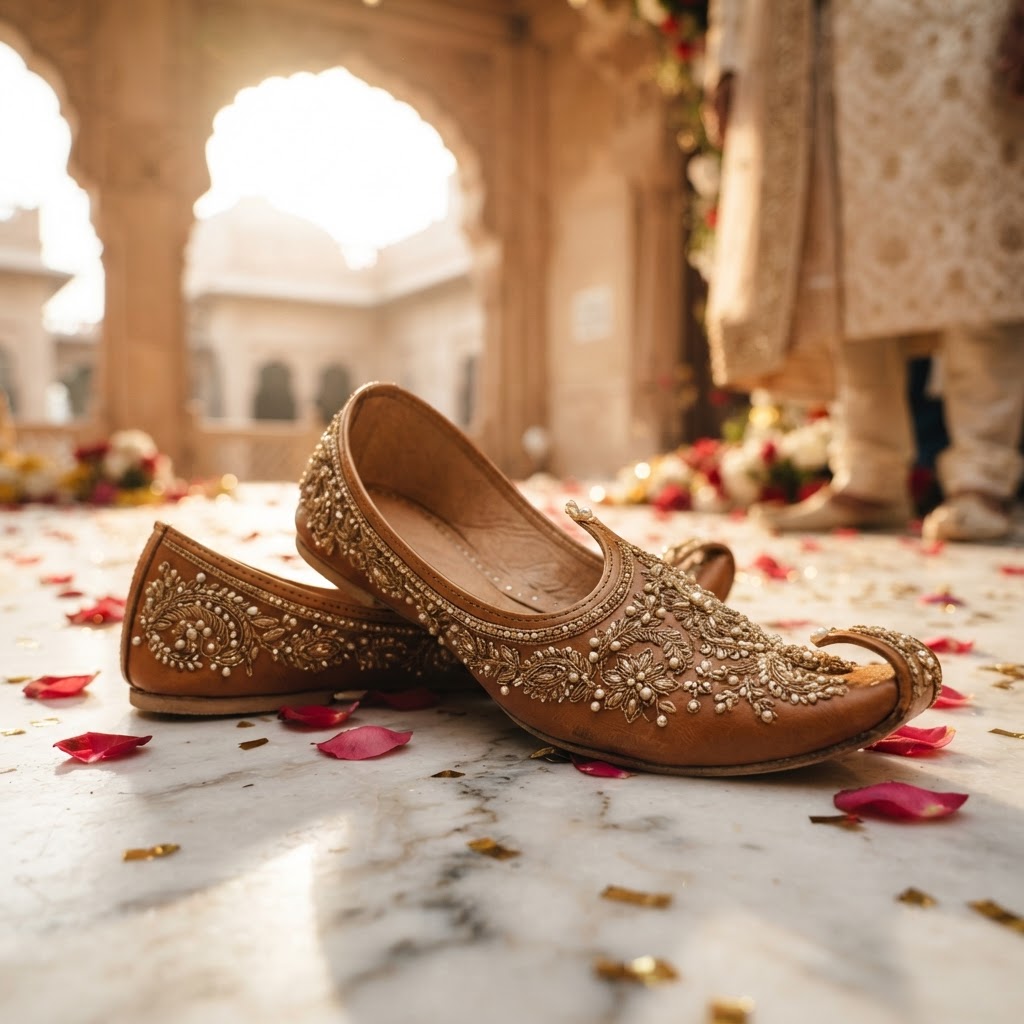 Elegant Embellished Brown Groom Mojaris