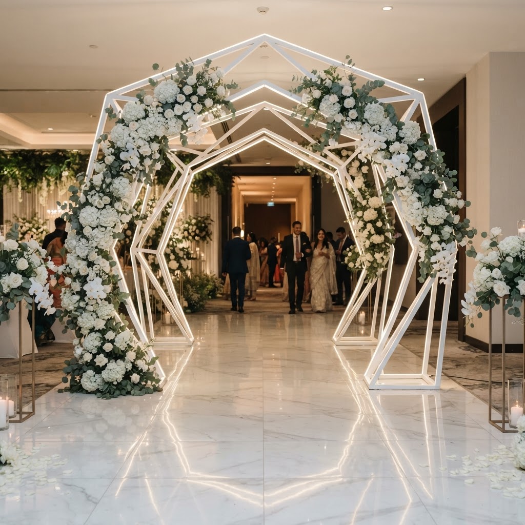 Modern White Geometric Entrance Decor
