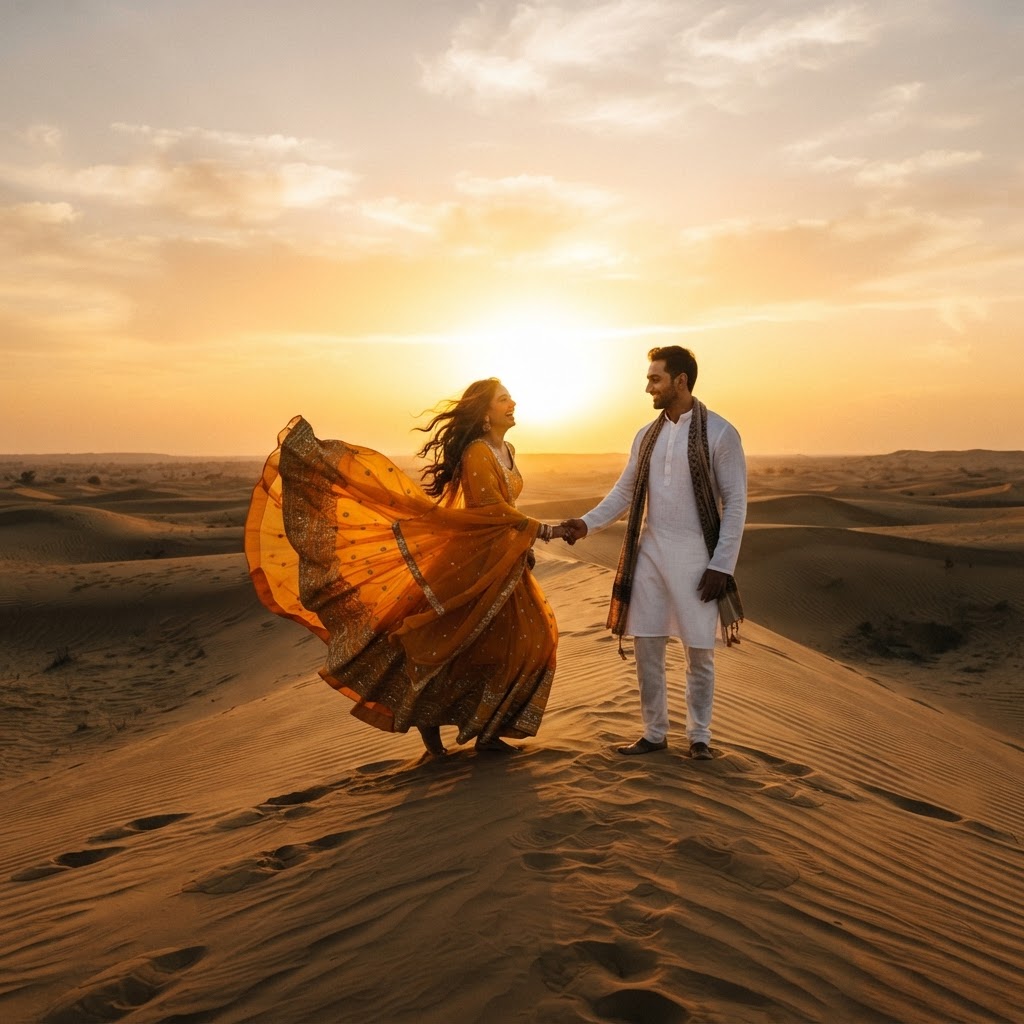 Golden Hour Desert Couple Portrait