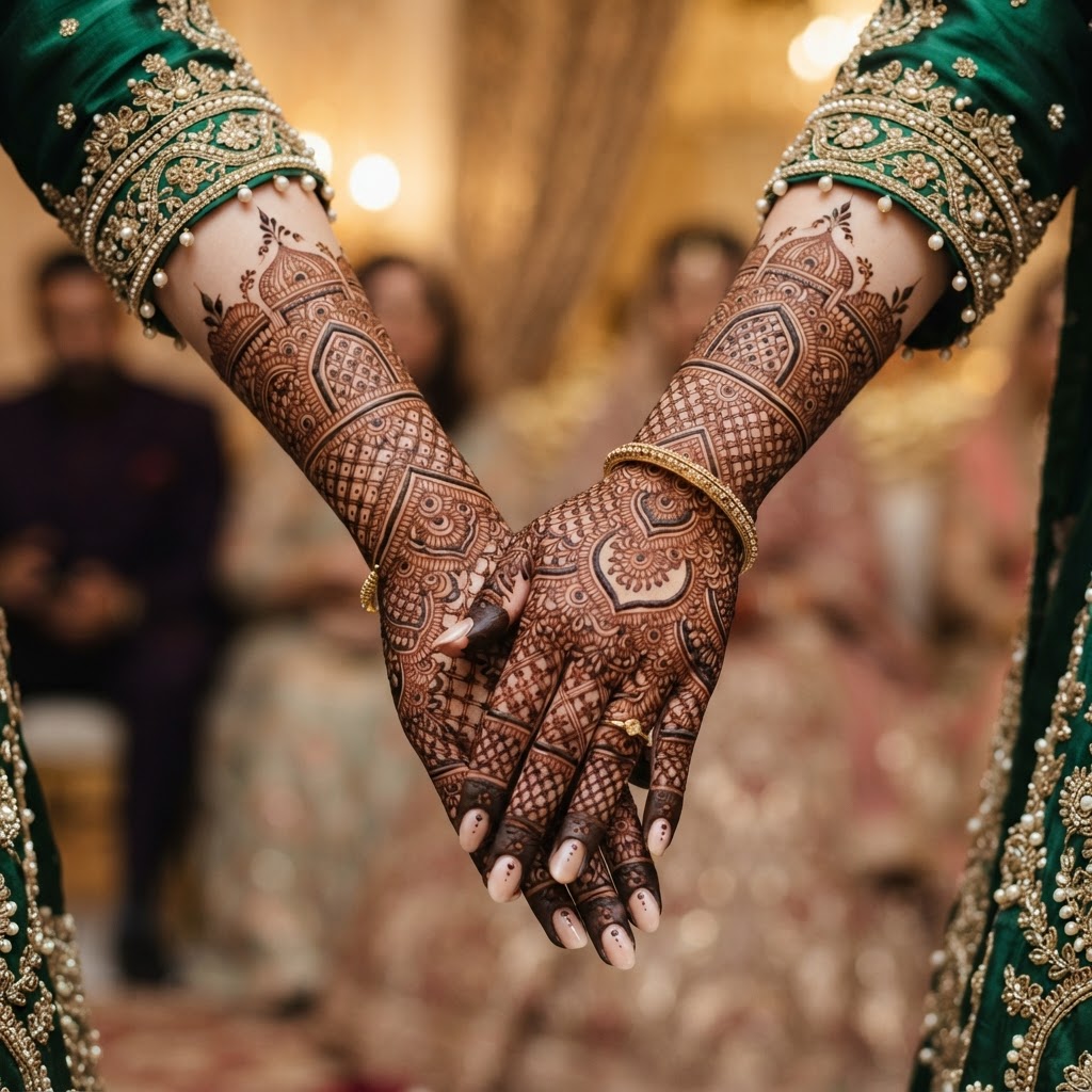 Intricate Bridal Mehndi With Architectural Details