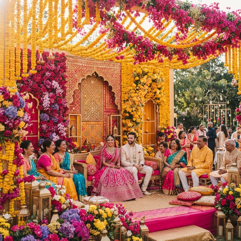 Vibrant Floral Mandap Wedding Decor