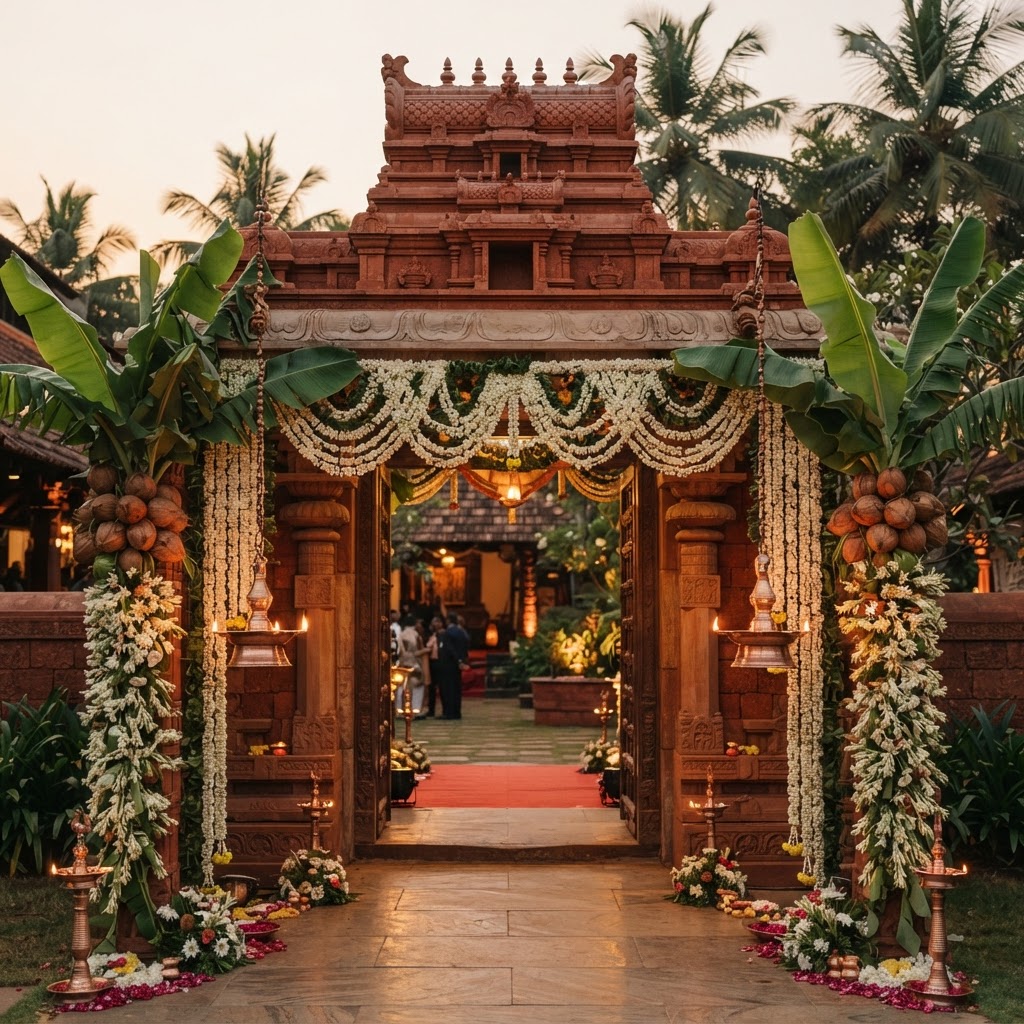 Traditional Temple Inspired Wedding Entrance