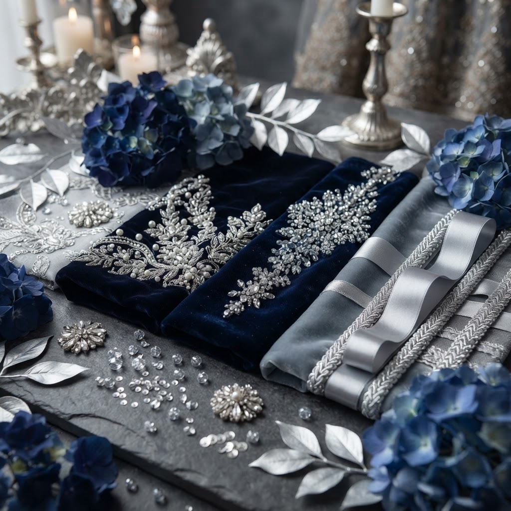 Midnight Blue And Silver Wedding Palette